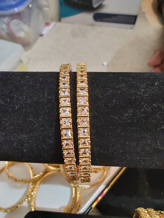 Gorgeous Gold Plated Rhinestone Bangles For Women