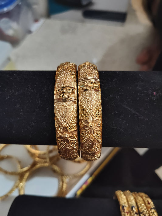 Beautiful Solid Gold Plated With Intricate Designed Bangles
