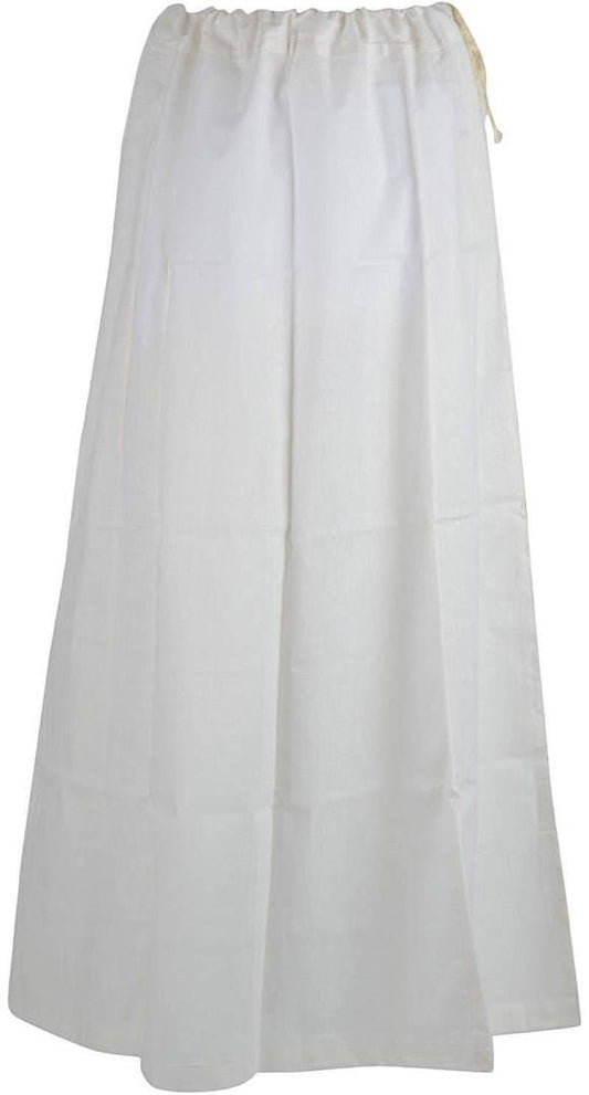 Beautiful Women's White Pure Cotton Readymade Petticoat 