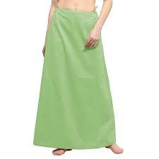 Appealing Light Green Women's Pure Cotton Readymade Petticoat