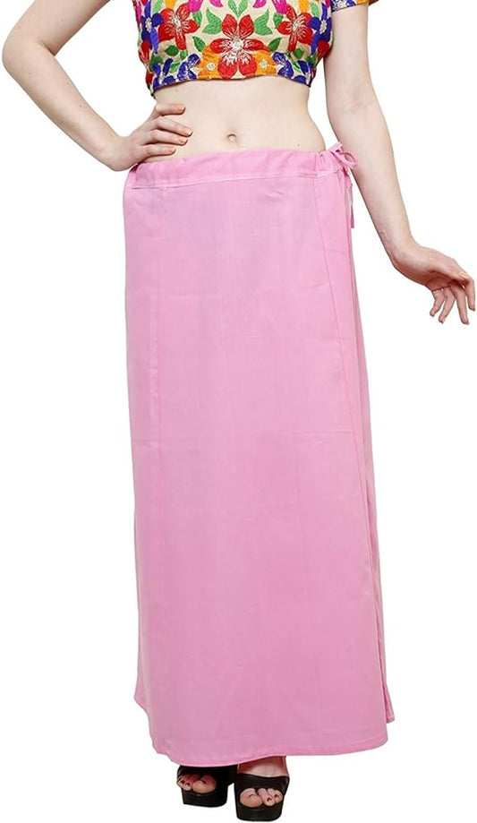 Pleasing Women's Pink Pure Cotton Readymade Petticoat