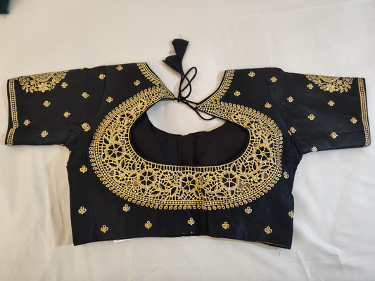 Elegant Black Color Ready To Wear Designer Blouse With Zari And Embroidery Work