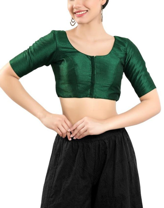 Elegant Green Color Designer Art Silk Blouse For Women