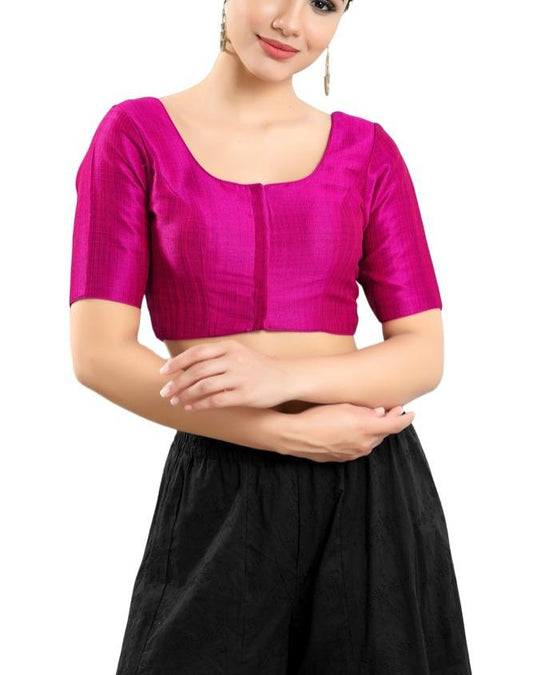 Charming Pink Colored Readymade Art Silk Designer Blouse For Women