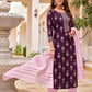 Charming Purple Color Rayon Embroidery Work Kurti With Dupatta Sets