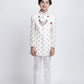 Beautiful Silk Embroidery With Beaded Worn On Neck And Buttons Pearl Sherwani Sets For Kids