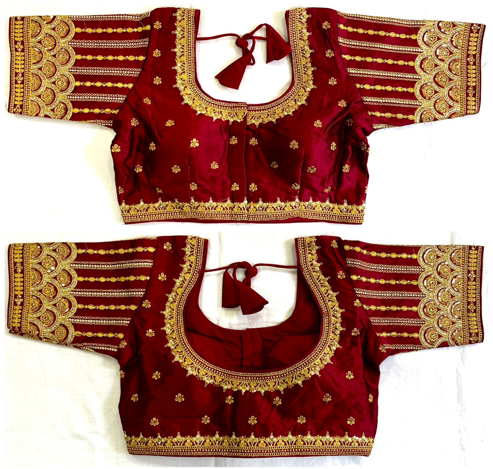 Gorgeous Maroon Color Heavy Fentam Silk Thread Embroidery Designer Ready To Wear Blouse