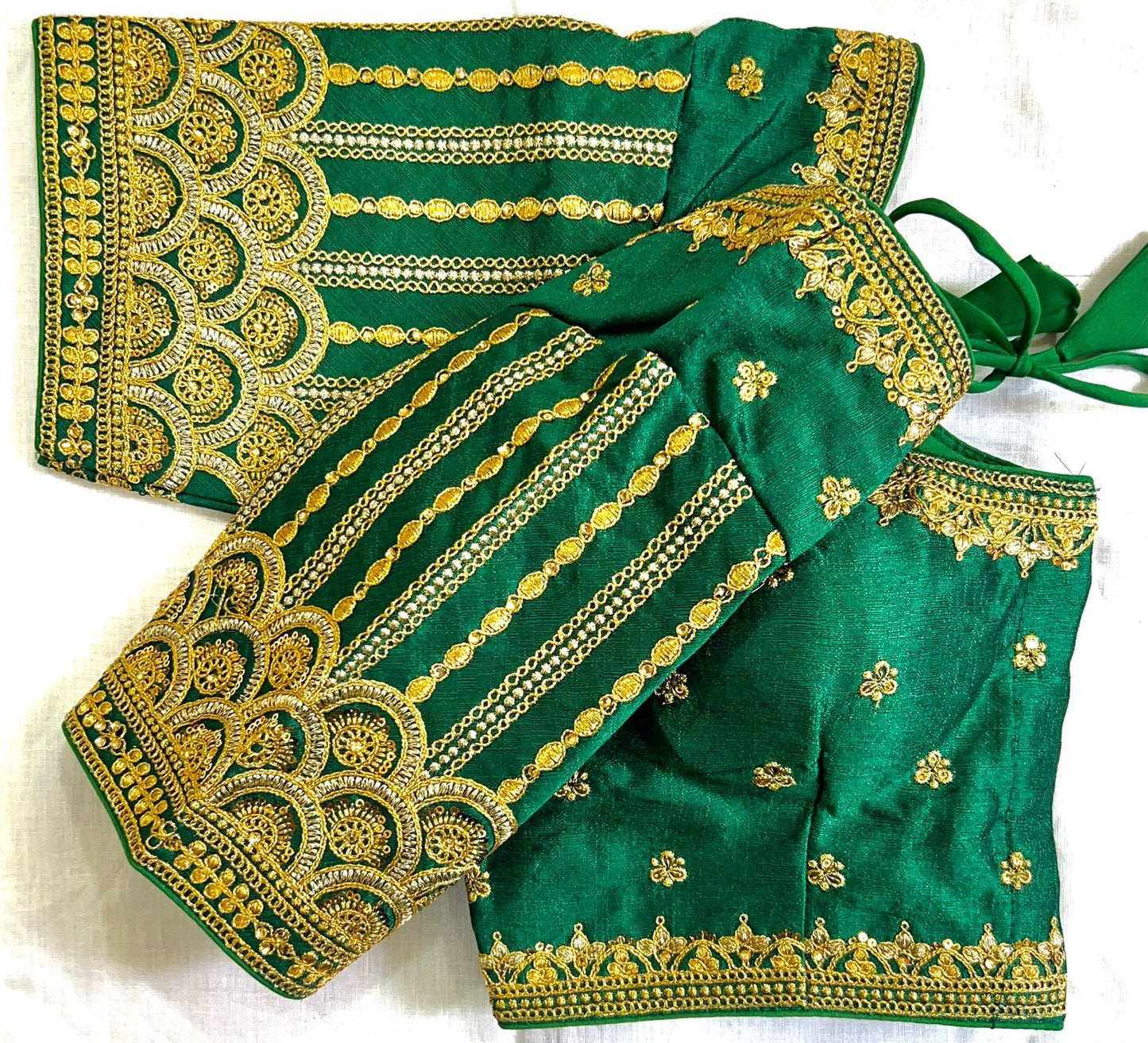 Heavenly Green Color Zari And Thread Designer Ready To Wear Blouse