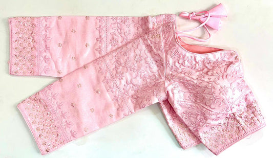 Lovely Pink Colored Milan Silk Ready To Wear Blouse For Women