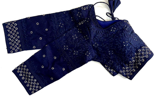 Graceful Blue Color Milan Silk Ready To Wear Blouse For Women