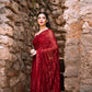 Glamorous Red Color Heavy Georgette With Embroidery Work Party Wear Saree For Women