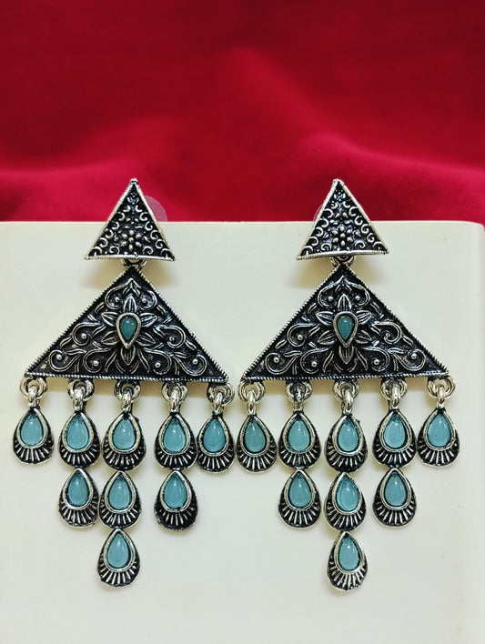 Stunning Oxidized Sky Blue Color Earrings For Women