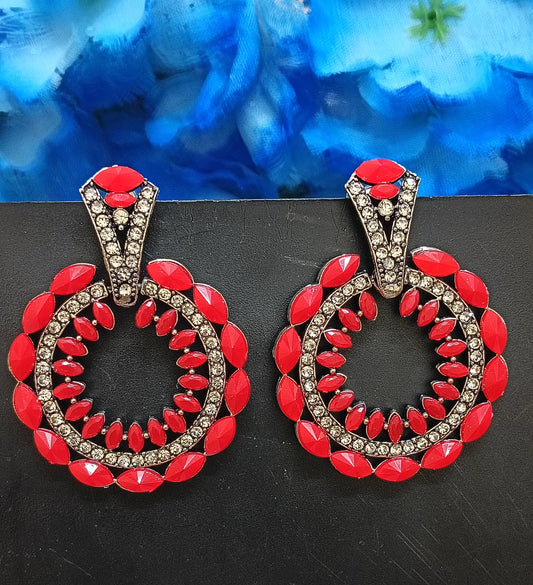 Beautiful Red Color Oxidized Earrings