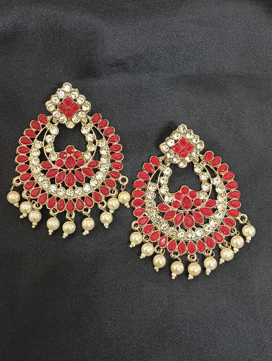 Stunning American Diamond Red Color Earrings