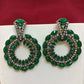 Beautiful American Diamond Green Color Stone Work Earrings For Women