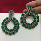 Beautiful American Diamond Green Color Stone Work Earrings For Women In Near Me