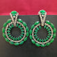 Beautiful American Diamond Green Color Stone Work Earrings In USA