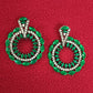 American Diamond Green Color Stone Work Earrings In Suncity