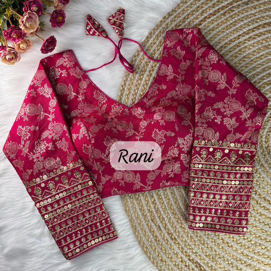 Charming Rani Pink Color Embroidery Work Readymade Blouse For Women