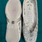  White And Gold Zari Work Flats Embroidered Traditional Mojari Jutis In Tucson