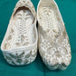 White And Gold Zari Work Flats Embroidered Mojari Jutis In Mesa