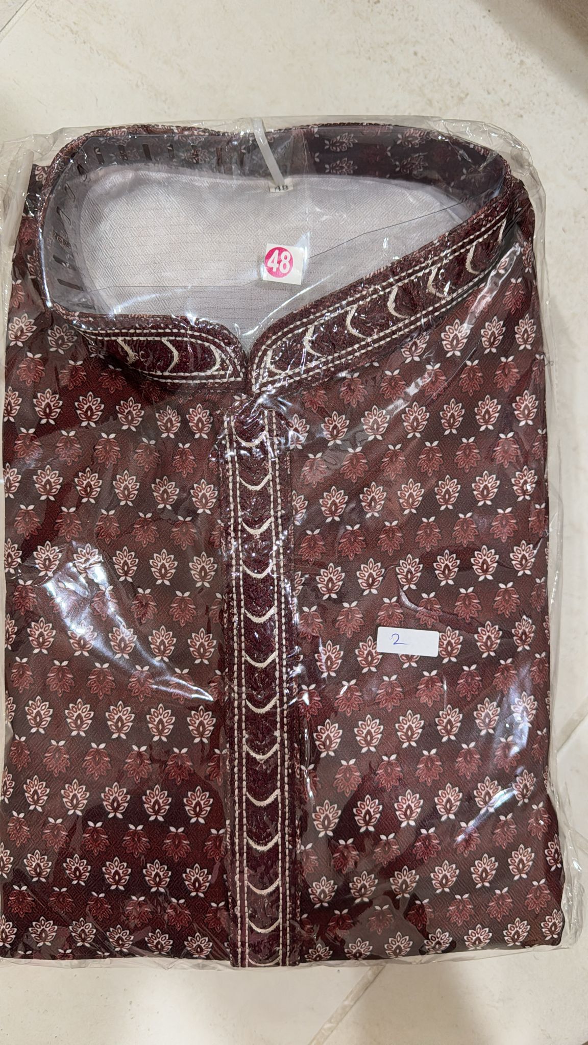 Attractive Maroon Color Full Sleeve Embroidery Work Kurta Pajama Set For Men