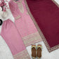 Elegant Light Pink Color Chinon Silk With Embroidery Work Palazzo Suits In USA