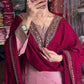 Elegant Light Pink Color Chinon Silk With Embroidery Work Palazzo Suits Near Me