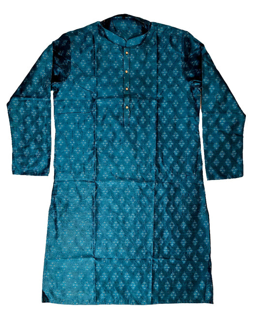 Alluring Teal Green Color Men's Jacquard Kurta Suit