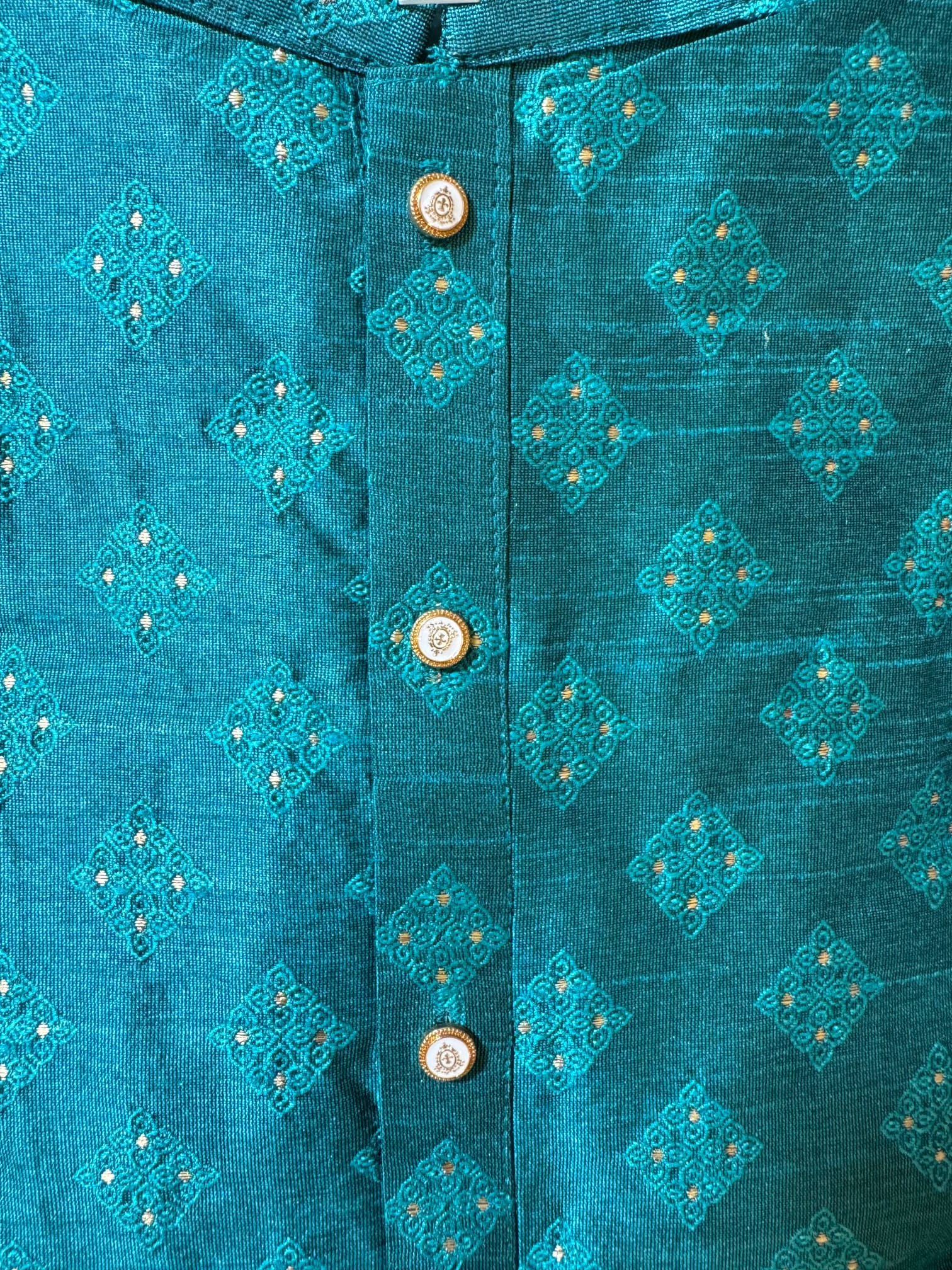 Alluring Teal Green Color Men's Jacquard Kurta Suit Near Me