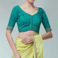 Pleasing Rama Green Color Silk Blend Zari Work Readymade Blouse For Women