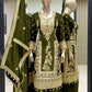 Graceful Green Color Pure Chinon Silk With Heavy Embroidery Work Palazzo Suits For Women
