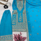 Graceful Sky Blue Color Pure Chinon Silk Heavy Embroidery And Sequence Work Palazzo Suits Near Me
