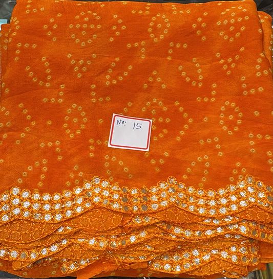 Charming Orange Color Bandhani Print Work Chiffon Saree For Women