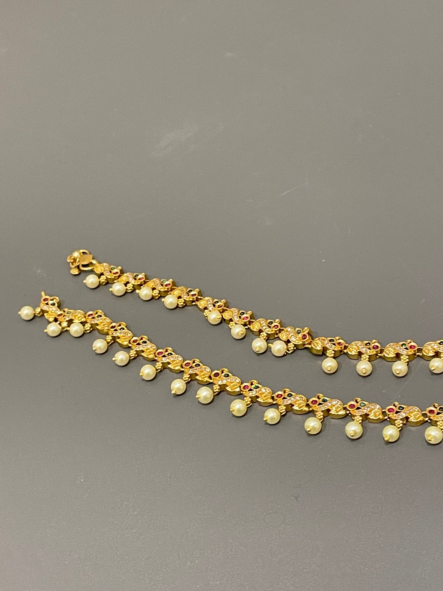 Attractive Gold Plated Anklets With Pearls