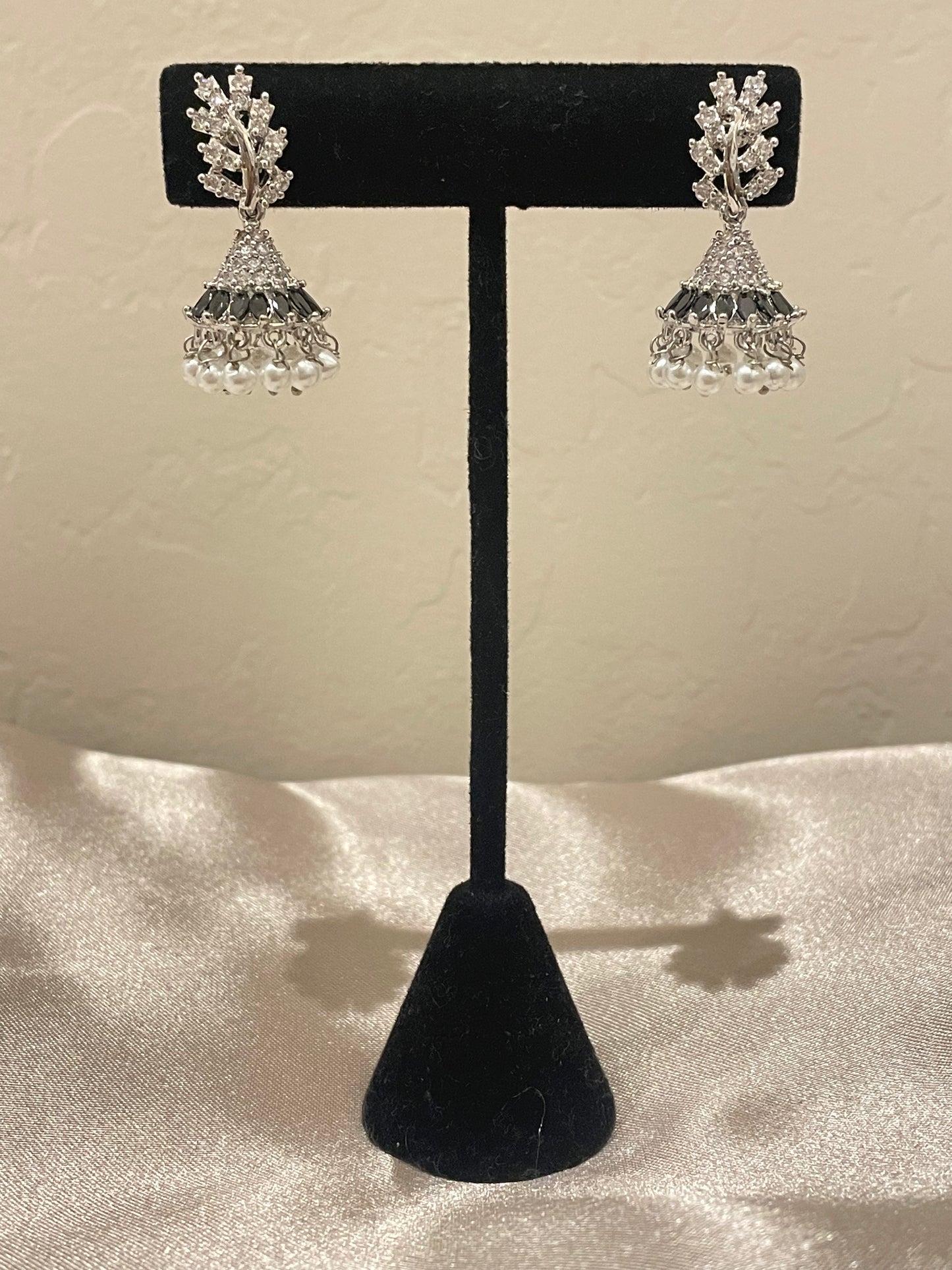 Beautiful Black Stone American Diamond Earrings