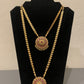 Pretty Pink Stones Gold Plated Two Stepped Necklace Set