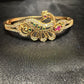 Beautiful Gold Plated With Green Hot Pink And White Stone Bracelet With Beautiful Peacock Design