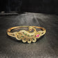 Beautiful Gold Plated With Green Hot Pink And White Stone Bracelet With Beautiful Peacock Design