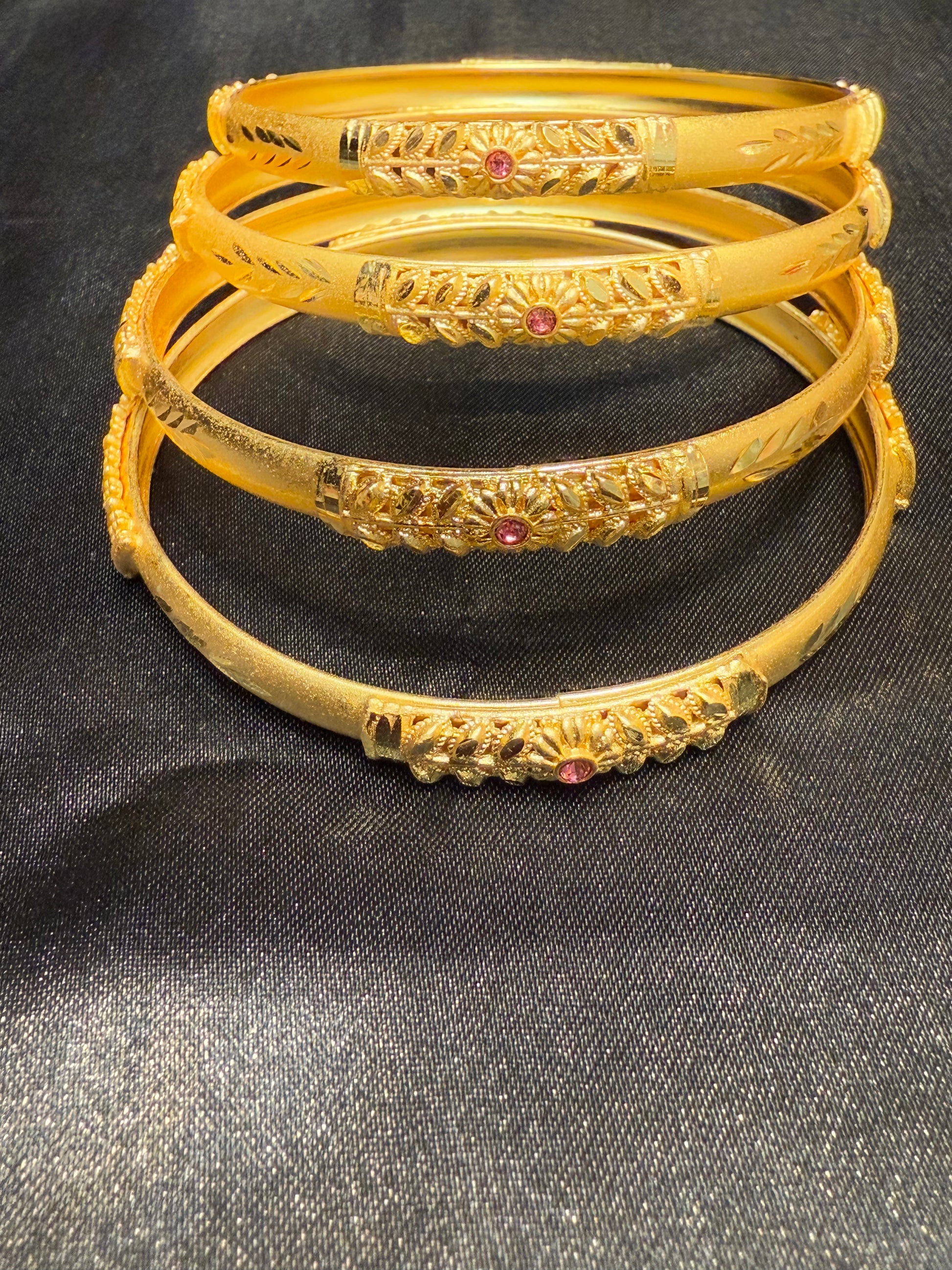 Gold Plated Pink Color Beautiful Leaf Design Bangles Near Me