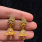 Appealing Gold tone Multicolored Stoned Designer jhumka Earrings