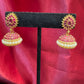 Appealing Gold Plated Designer Jhumka with Hot Pink Color Stone With Pearl Drop