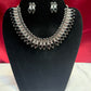 Stylish Black Color Silver Plated Oxidized Necklace With Earrings