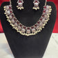 Beautiful Oxidized Maroon Stone Beaded Necklace With Earrings