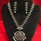 Multicolor Oxidized Pearl Beaded Necklace With Earrings In Peoria