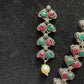 Multicolor Oxidized Pearl Necklace With Earrings In Yuma