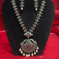 Trendy Pink Color Oxidized Pearl Beaded Necklace With Earrings Set