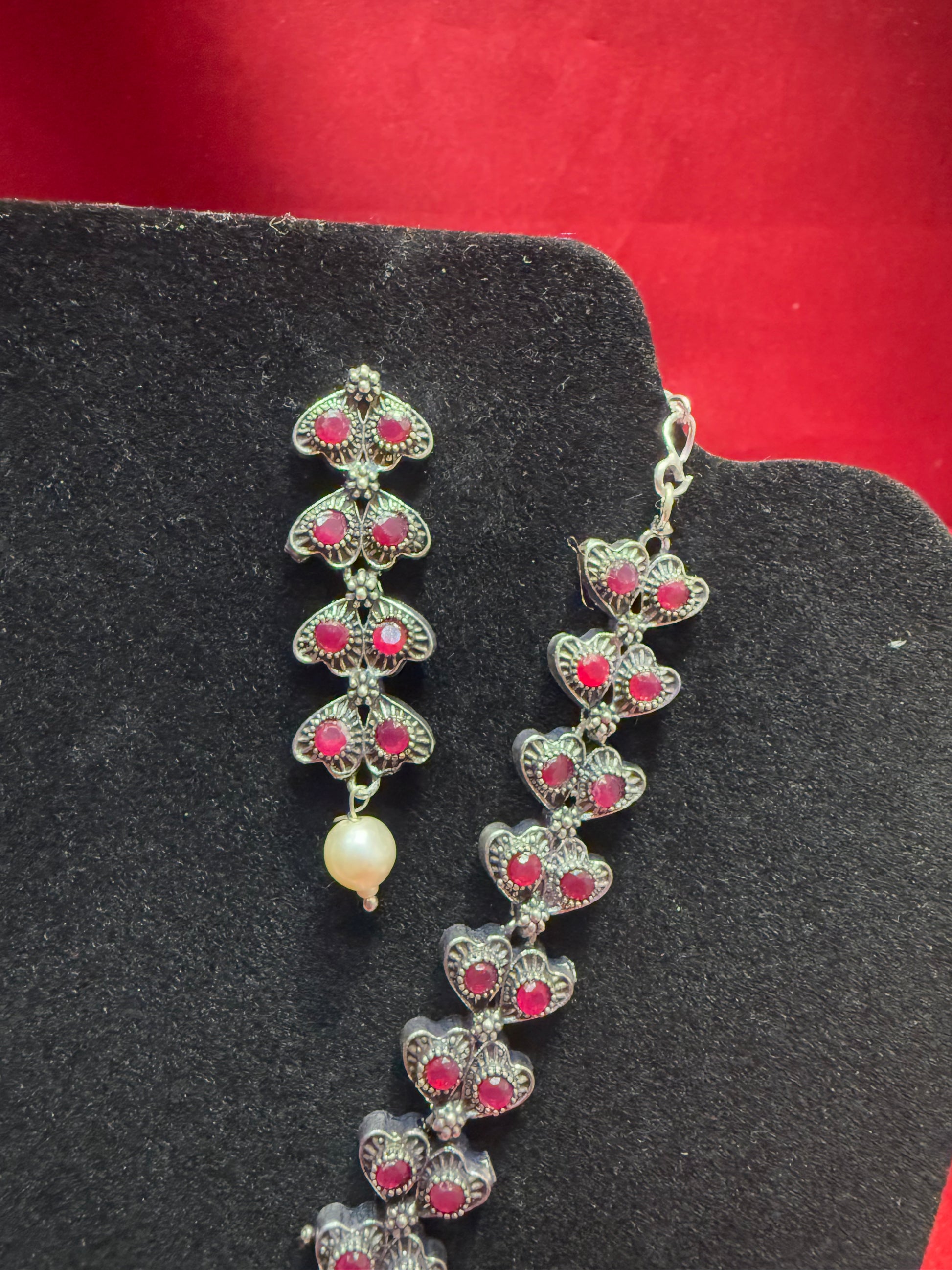 Pink Color Oxidized Earrings In Mesa