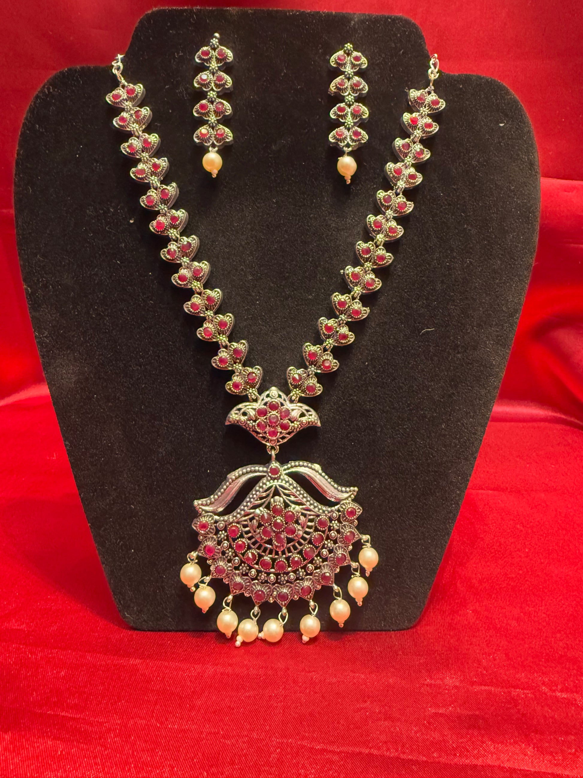 Oxidized Necklace With Earrings Set In Tucson