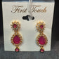 Beautiful Dark pink  And White Stones Gold Plated Earrings For Women